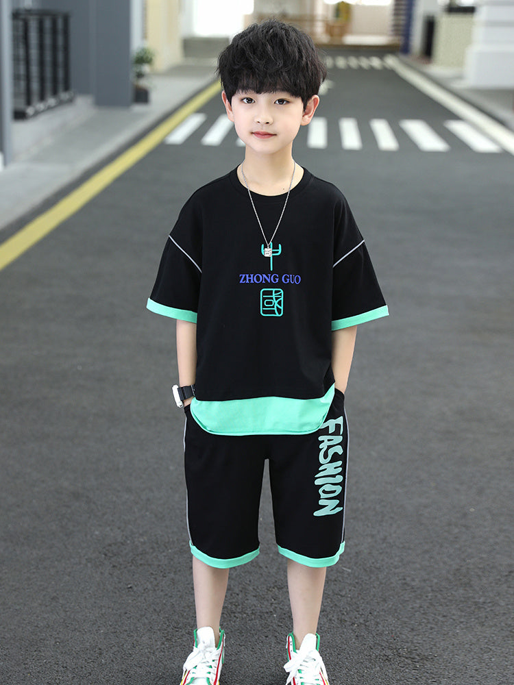 Middle-aged Children's Printed Two-piece Clothing