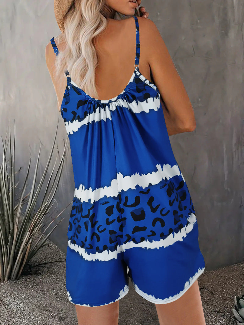 Leopard Print Jumpsuit Women's Clothing