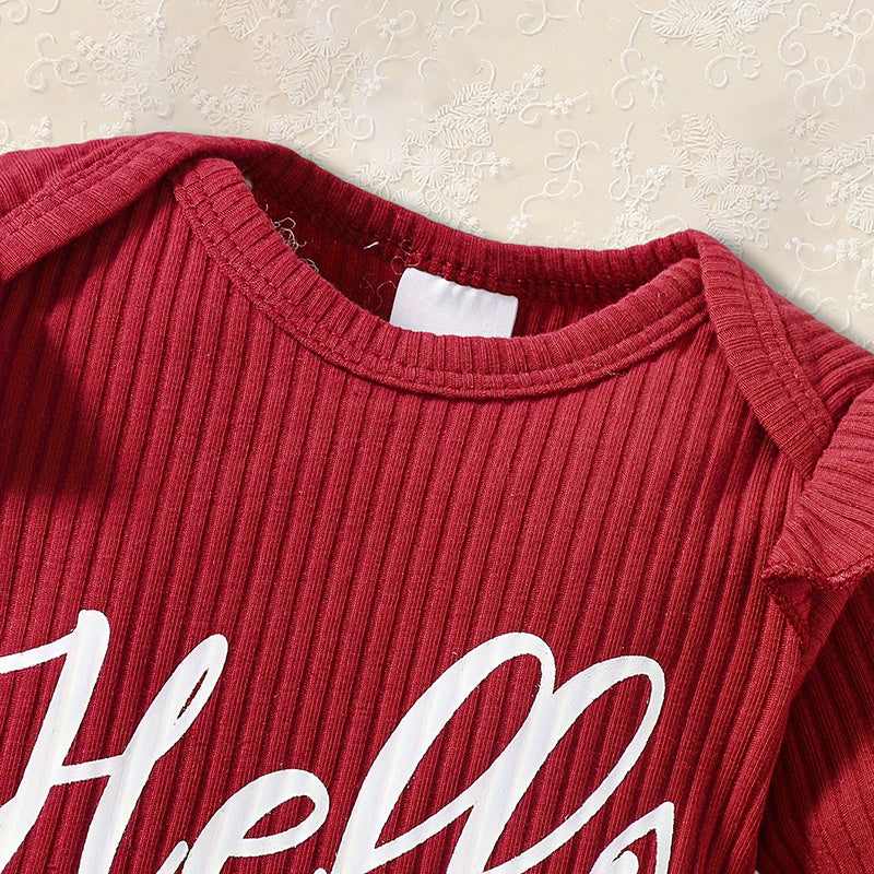 Newborn Baby Girl 'Hello I'm New Here' Romper Set Includes Floral Pants, Hat, Headband, & Coming Home Outfit