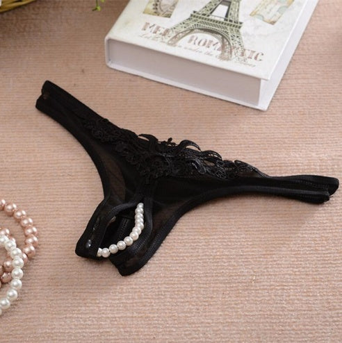 Low Rise Woman Panties, Lace  Crotch String Bead Massage Temptation Briefs Ondergoed Ladies, Erotic Lingerie Sexy Underwear