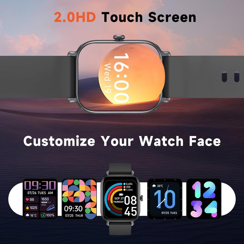 2.0 Inch HD - Fashion Smartwatch Bluetooth Talking, IP68 Showerproof Mental Health Tracker, Anxiety Relief Fitness Tracker
