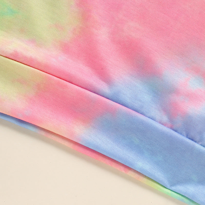 Toddler Girls Long Sleeve Tie Dye Hooded Dress Adorable & Comfortable Daily Wear For Kids