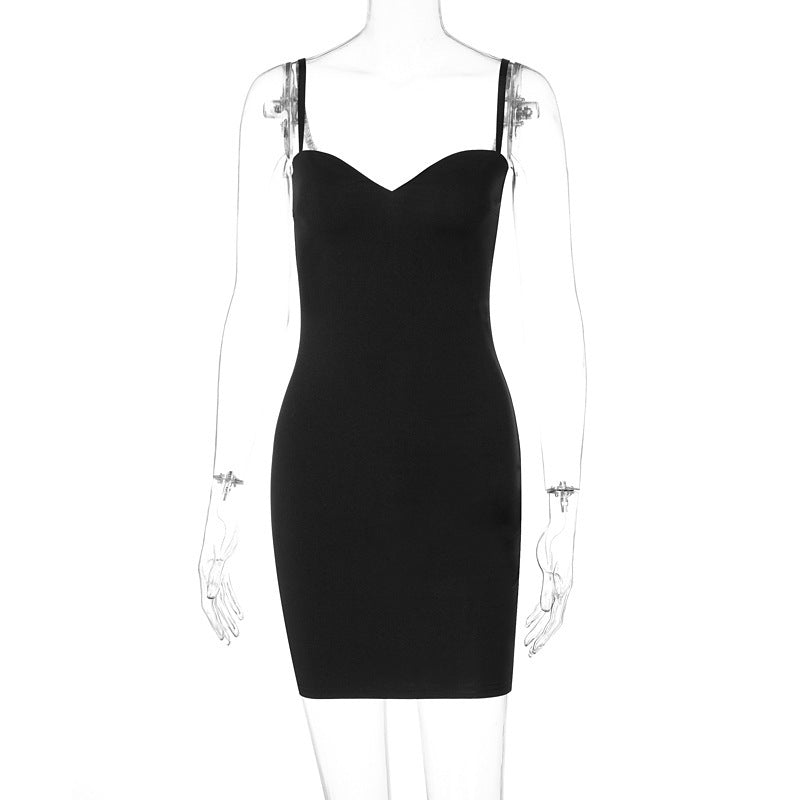 Sling Pure Color Dress Temperament Women's Clothing