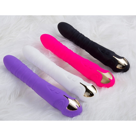 Vibrating Bunny Telescopic 3 Thrust 10 Vibrating Dildo Clitoral Stimulator Retractable Female Masturbators