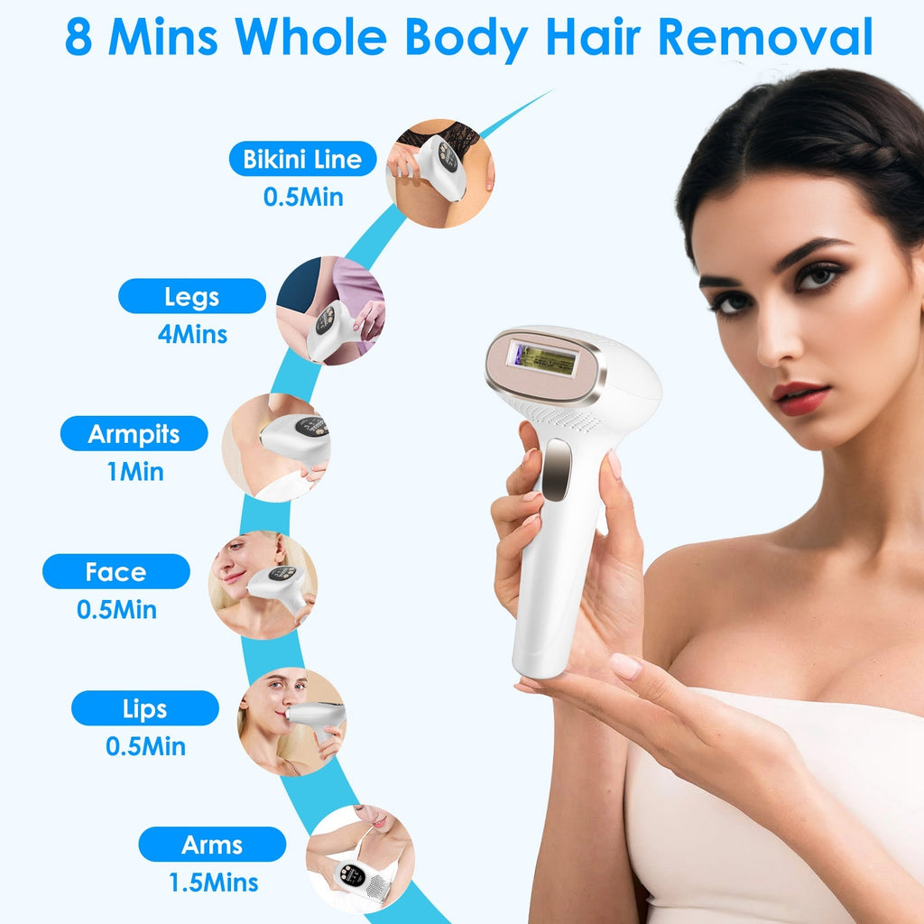 3 In 1 Ice Cooling Laser Hair Removal Painless Permanent At-Home IPL Hair Removal With 999,999 Flashes 9 Energy Levels 2 Modes For Armpits Legs Arms Bikini Line