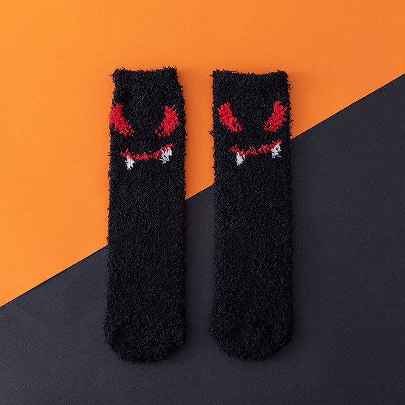 Halloween Men's And Women's Lint-free Plush Bed Socks