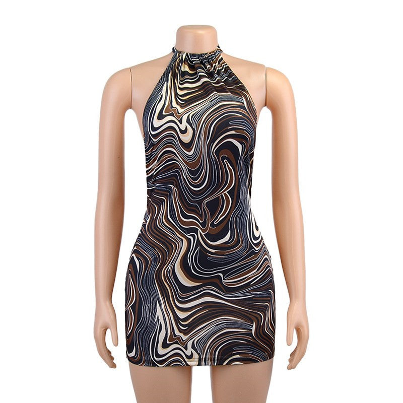 Plaid Backless Sling Dress Women's Clothing