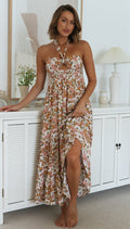 Women's Clothing Halterneck  Printed Long Dress