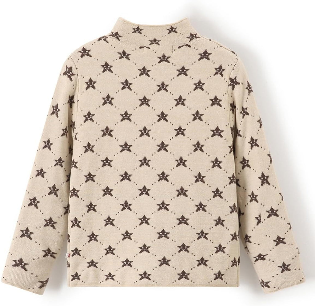 Askfine Girls Boys Pattern Half Turtleneck Sweaters Kids Warm Long Sleeve Knit Pullover Tops Unisex 5-14 Years