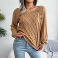 Square Neck Button Fried Dough Twists Knitting Pullover Sweater