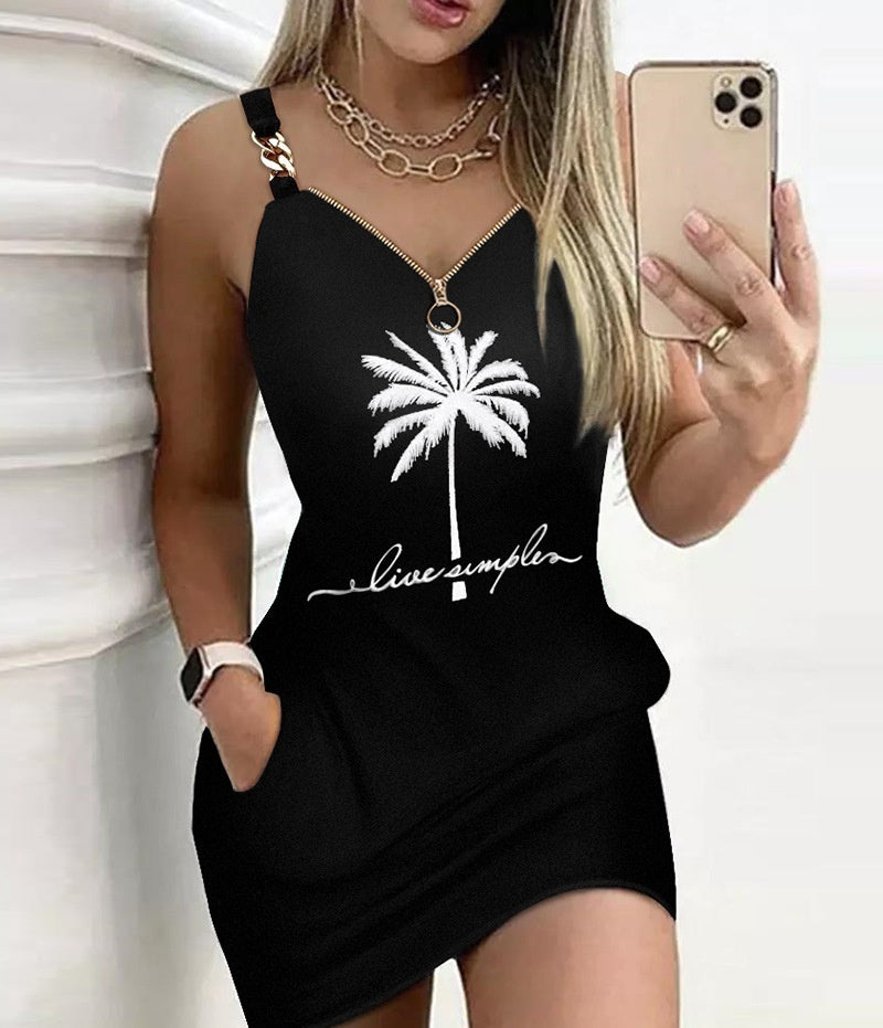 Color Matching Pocket Mini Dress Women's Clothing