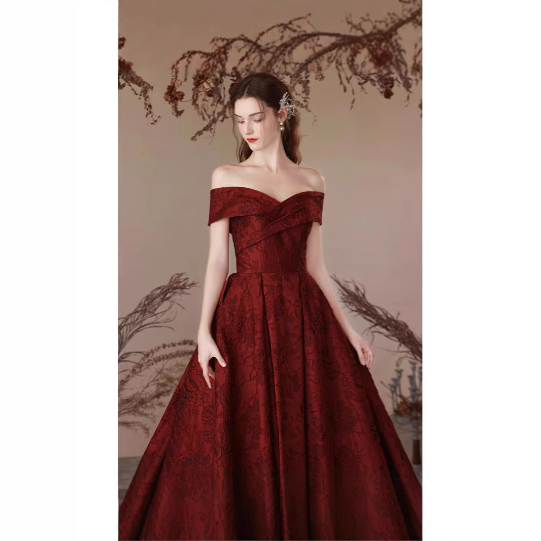 Off-shoulder Printed Satin Toast Clothing