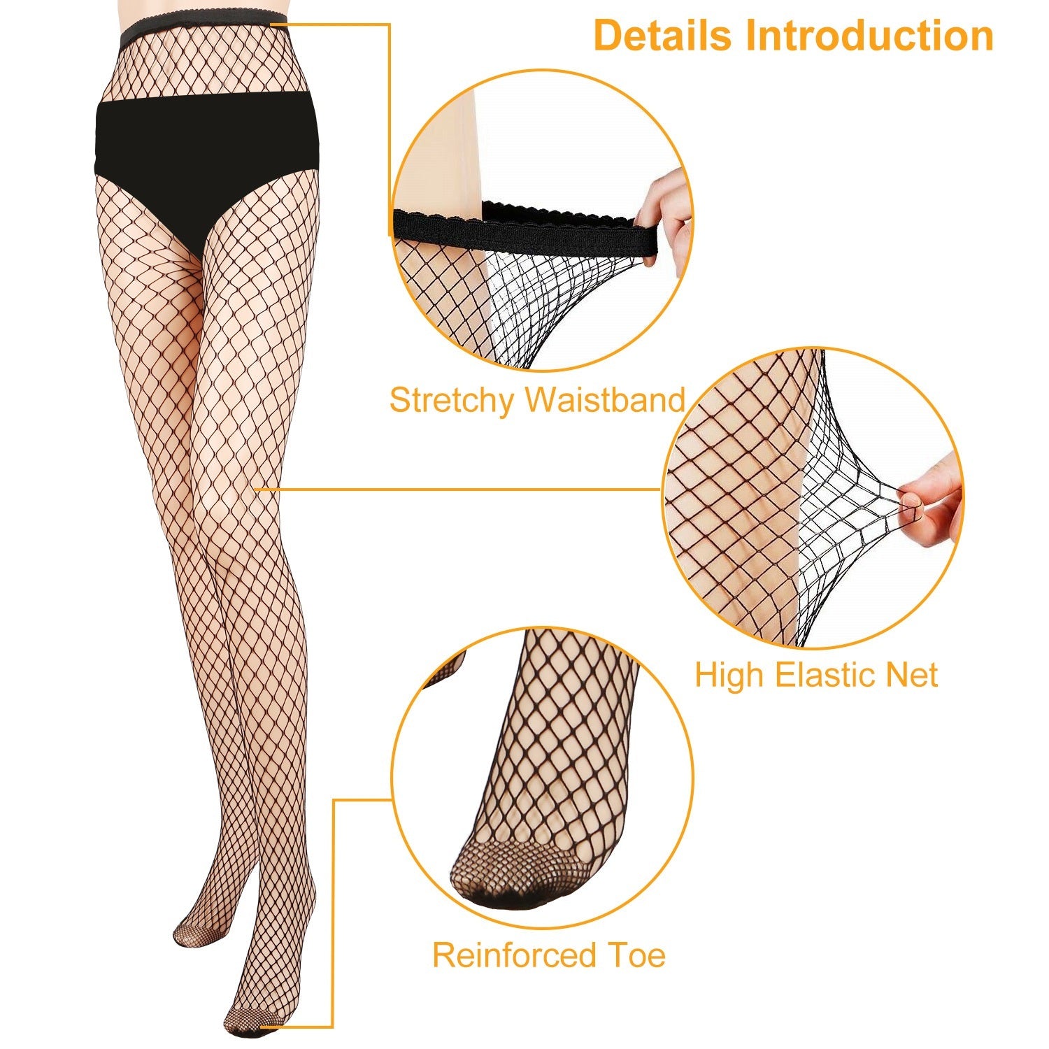 1Pc Women Fishnet Tights Sexy High Waist Fishnet Pantyhose Stretchy Mesh Hollow Out Tights Stockings With Medium Large Hole Choices