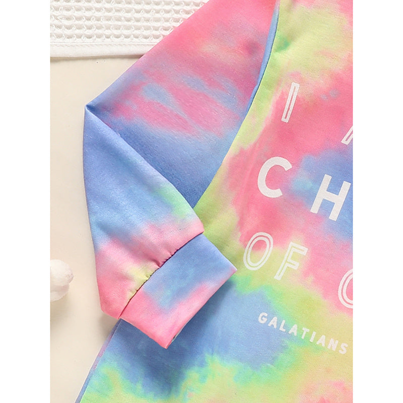 Toddler Girls Long Sleeve Tie Dye Hooded Dress Adorable & Comfortable Daily Wear For Kids