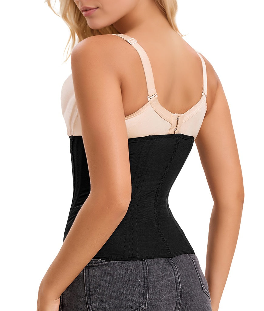 Waist Mesh Trainer Strapless For Women-Faja Colombian Girdle Hourglass -Steel Boned Corset Shapewear Tummy Waist Body Shaper With Extended Button