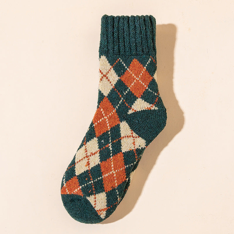 Fashion Diamond Super Thick Wool Socks For Women