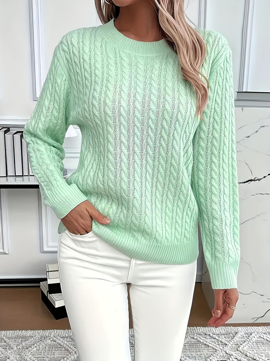 Versatile Fashion Classic Twist Round Neck Sweater