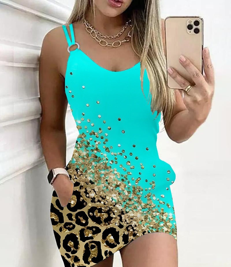 Color Matching Pocket Mini Dress Women's Clothing