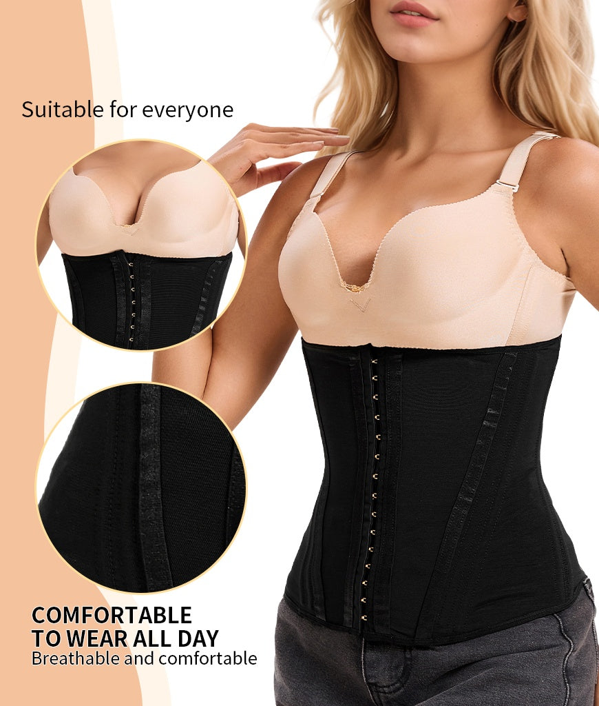 Waist Mesh Trainer Strapless For Women-Faja Colombian Girdle Hourglass -Steel Boned Corset Shapewear Tummy Waist Body Shaper With Extended Button