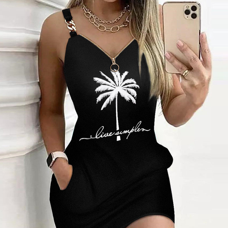 Color Matching Pocket Mini Dress Women's Clothing