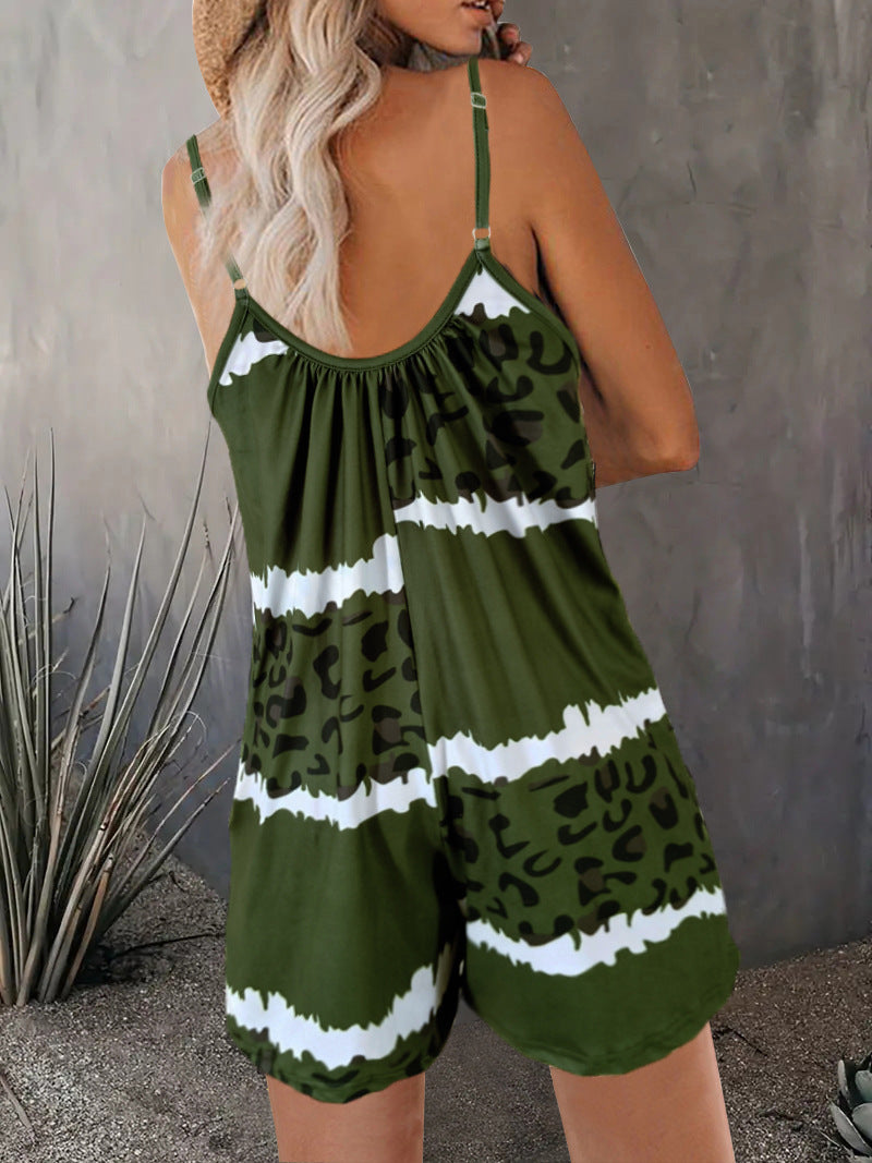 Leopard Print Jumpsuit Women's Clothing