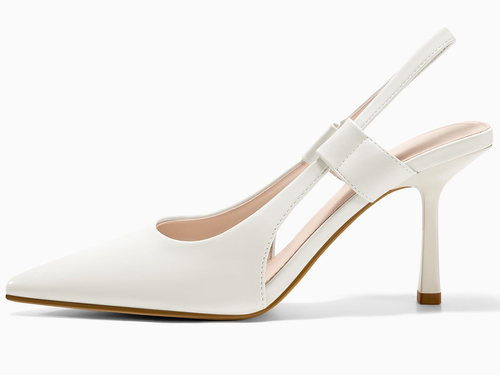 Coutgo Womens Slingback Heels Closed Pointed Toe Slip-on Kitten Heels Sandals Party Prom Dress Shoes