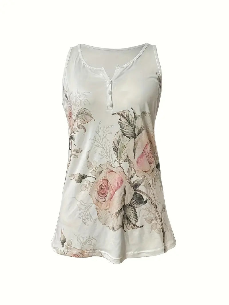 New Sleeveless Fashion Print Vest Button-down Top For Summer