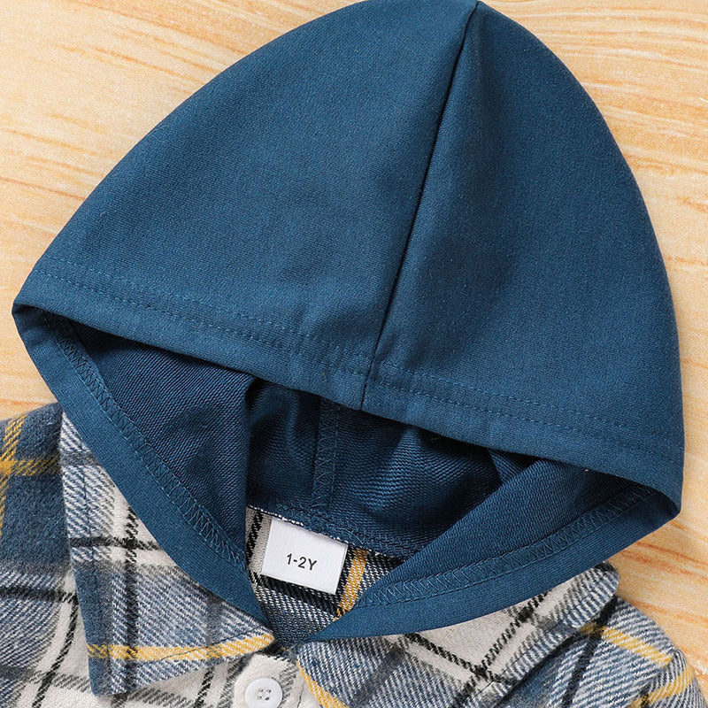 Toddler Baby Boy Clothes Plaid Long Sleeve Hoodie Sweatshirt & Pants 2pcs Boys Outfit Set