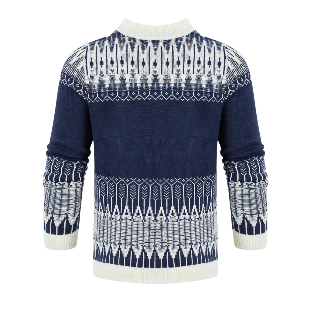 Men's Crewneck Pullover Sweater Unisex Fair Isle Long Sleeve Knitted Sweater
