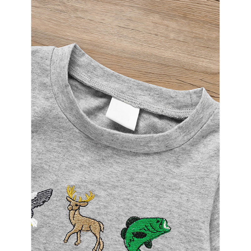 Newborn Baby Boy Outfits Long Sleeve Animal Print Romper & Hat 2Pcs Fall Winter Clothes Set