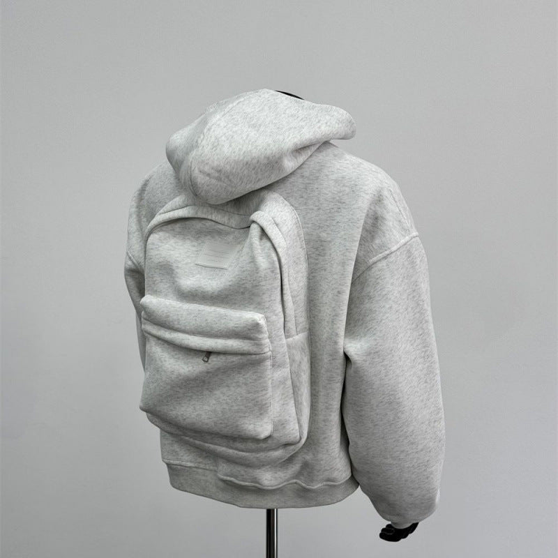Back Schoolbag Design Men's Coat Flower Gray