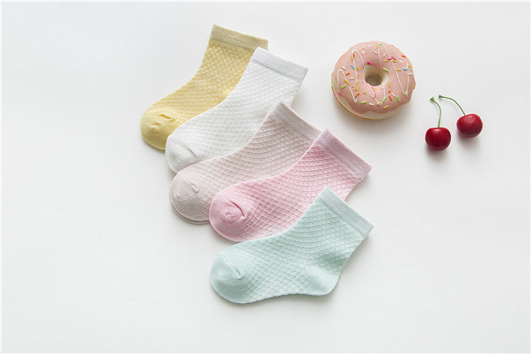 Breathable Solid Color Mesh Baby Socks For Men And Women
