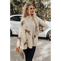 High Neck Split Casual Loose Batwing Sleeve Sweatshirt