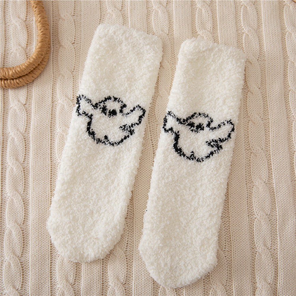 Halloween Men's And Women's Lint-free Plush Bed Socks